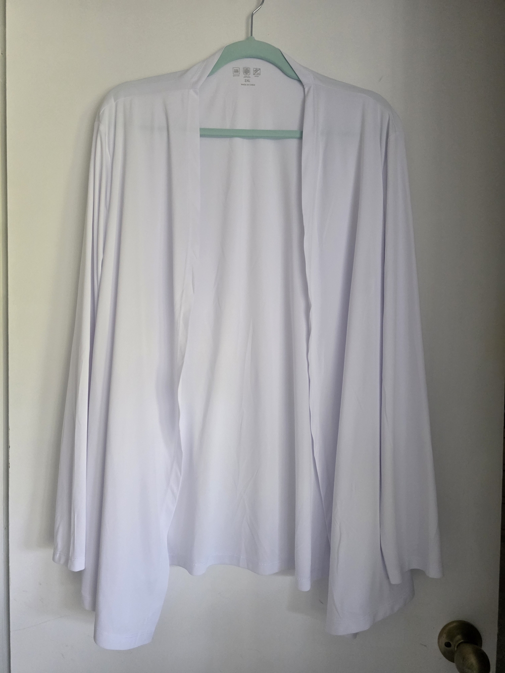 UPF50 Quick Dry White Open-Front Women's Cardigan 2x